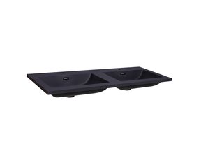Wastafel Quartz Classic Mat Zwart 140x47x3 cm dubbele bak zonder kraangaten
