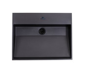 Wastafel Zwart Mat Quartz Trend 60x47x12 cm zonder kraangat overloop