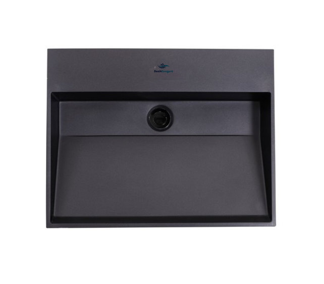 Wastafel Zwart Mat Quartz Trend 60x47x12 cm zonder kraangat overloop