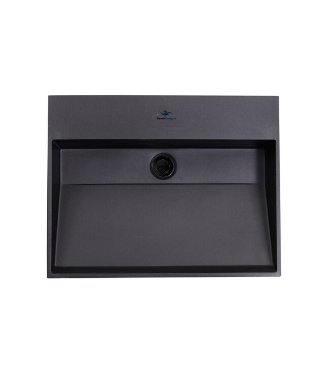 Wastafel Zwart Mat Quartz Trend 60x47x12 cm zonder kraangat overloop