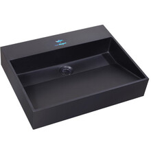 Wastafel Zwart Mat Quartz Trend 60x47x12 cm zonder kraangat overloop