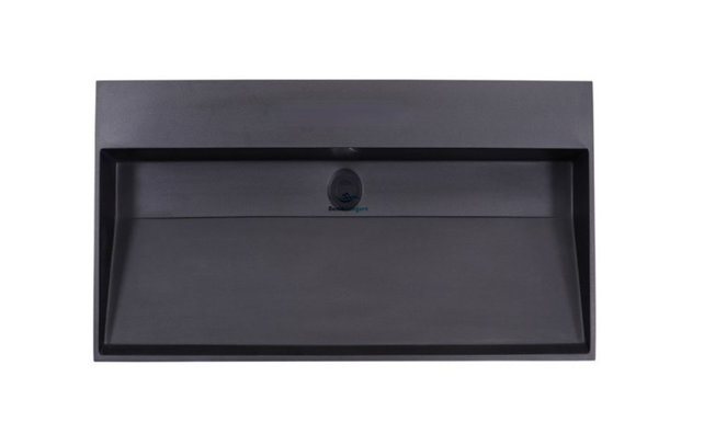 Wastafel Zwart Mat Quartz Trend 80x47x12 cm zonder kraangat  met overloop Wastafel Zwart Mat Quartz Trend 80x47x12 cm zonder kraangat  met overloop