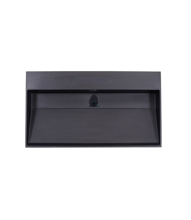 Wastafel Zwart Mat Quartz Trend 80x47x12 cm zonder kraangat  met overloop