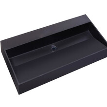 Wastafel Zwart Mat Quartz Trend 80x47x12 cm zonder kraangat  met overloop