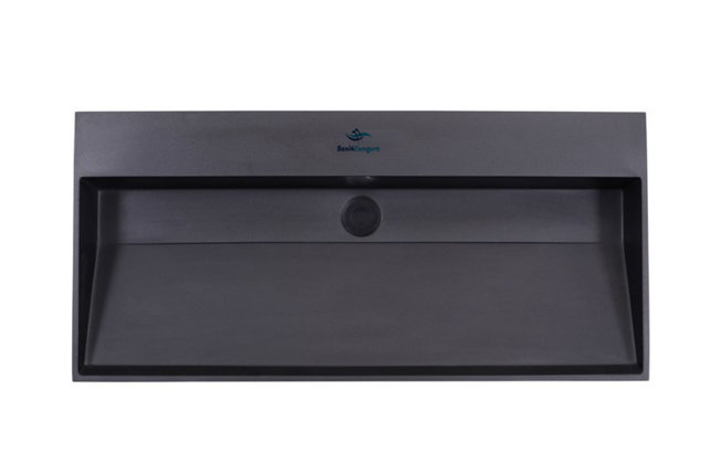 Wastafel Zwart Mat Quartz Trend 100x47x12 cm zonder kraangat met overloop