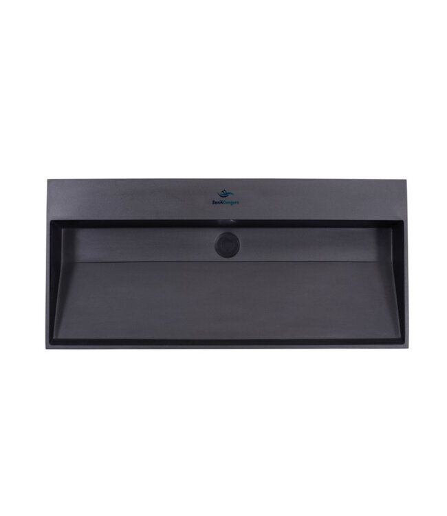 Wastafel Zwart Mat Quartz Trend 100x47x12 cm zonder kraangat met overloop