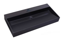 Wastafel Zwart Mat Quartz Trend 100x47x12 cm zonder kraangat met overloop