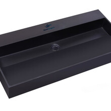 Wastafel Zwart Mat Quartz Trend 100x47x12 cm zonder kraangat met overloop