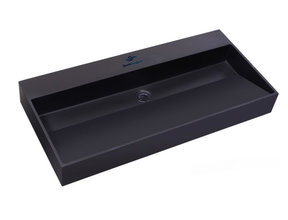 Wastafel Zwart Mat Quartz Trend 100x47x12 cm zonder kraangat met overloop