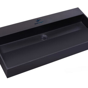 Wastafel Zwart Mat Quartz Trend 100x47x12 cm zonder kraangat met overloop