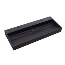 Wastafel Quartz Trend Mat Zwart 120x47x3 cm enkele bak met 2 kraangaten en overloop