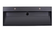 Wastafel Quartz Trend Mat Zwart 120x47x3 cm enkele bak met 2 kraangaten en overloop