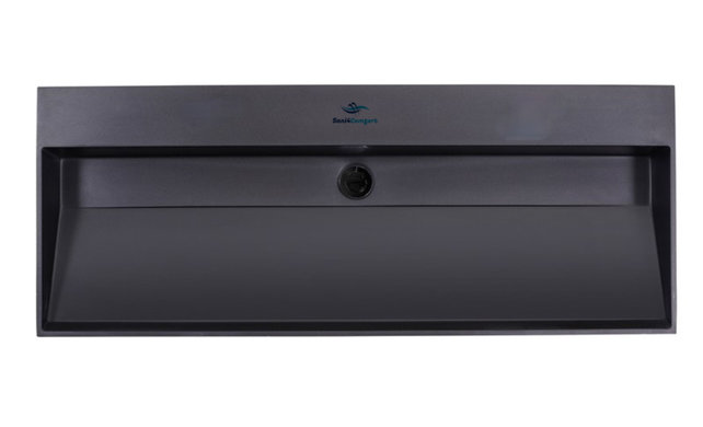 Wastafel Quartz Trend Mat Zwart 120x47x12 cm enkele bak zonder kraangat met overloop