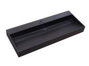 Wastafel Quartz Trend Mat Zwart 120x47x12 cm enkele bak zonder kraangat met overloop