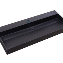 Wastafel Quartz Trend Mat Zwart 120x47x12 cm enkele bak zonder kraangat met overloop