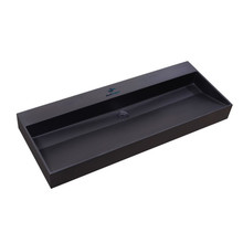 Wastafel Quartz Trend Mat Zwart 120x47x12 cm enkele bak zonder kraangat met overloop