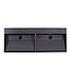 SANI-SUPPLY Wastafel Quartz Trend Mat Zwart 120x47x12 cm dubbele bak zonder kraangat met overloop