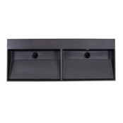 Wastafel Quartz Trend Mat Zwart 140x47x12 cm dubbele bak zonder kraangat en overloop