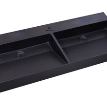 Wastafel Quartz Trend Mat Zwart 140x47x12 cm dubbele bak zonder kraangat en overloop