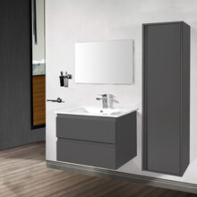 Creavit Sally Badkamermeubel Hoogglans Grijs 100cm met keramische wastafel 2 lades Softclose 1 kraangaten