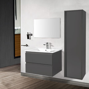 Creavit Sally Badkamermeubel Hoogglans Grijs 100cm met keramische wastafel 2 lades Softclose 1 kraangaten