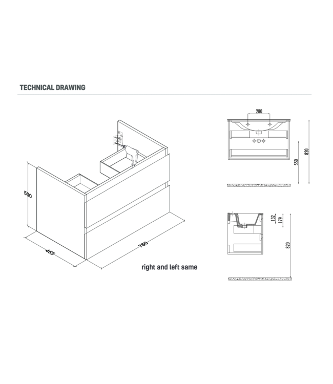 Creavit Sally Badkamermeubel 80cm Mat Wit met keramisch wastafel overloop 2 lades Softclose