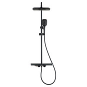 Regendouche set Motion Opbouw Mat Zwart Thermostaatkraan Glijstang Hoofddouche en Handdouche Regendouche set Motion Opbouw Mat Zwart Thermostaatkraan Glijstang Hoofddouche en Handdouche