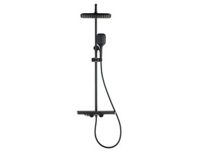 Regendouche set Motion Opbouw Mat Zwart Thermostaatkraan Glijstang Hoofddouche en Handdouche
