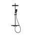 Regendouche set Motion Opbouw Mat Zwart Thermostaatkraan Glijstang Hoofddouche en Handdouche