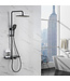Regendouche set Motion Opbouw Mat Zwart Thermostaatkraan Glijstang Hoofddouche en Handdouche