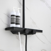 Regendouche set Motion Opbouw Mat Zwart Thermostaatkraan Glijstang Hoofddouche en Handdouche Regendouche set Motion Opbouw Mat Zwart Thermostaatkraan Glijstang Hoofddouche en Handdouche