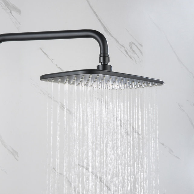 Regendouche set Motion Opbouw Mat Zwart Thermostaatkraan Glijstang Hoofddouche en Handdouche Regendouche set Motion Opbouw Mat Zwart Thermostaatkraan Glijstang Hoofddouche en Handdouche