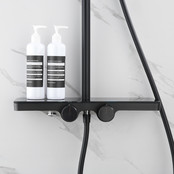 Regendouche set Motion Opbouw Mat Zwart Thermostaatkraan Glijstang Hoofddouche en Handdouche Regendouche set Motion Opbouw Mat Zwart Thermostaatkraan Glijstang Hoofddouche en Handdouche