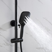 Regendouche set Motion Opbouw Mat Zwart Thermostaatkraan Glijstang Hoofddouche en Handdouche Regendouche set Motion Opbouw Mat Zwart Thermostaatkraan Glijstang Hoofddouche en Handdouche