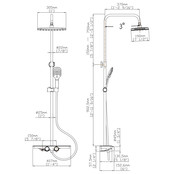Regendouche set Motion Opbouw Mat Zwart Thermostaatkraan Glijstang Hoofddouche en Handdouche Regendouche set Motion Opbouw Mat Zwart Thermostaatkraan Glijstang Hoofddouche en Handdouche