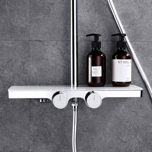 Regendouche set Motion Opbouw Chroom Thermostaatkraan Glijstang Hoofddouche en Handdouche Regendouche set Motion Opbouw Chroom Thermostaatkraan Glijstang Hoofddouche en Handdouche