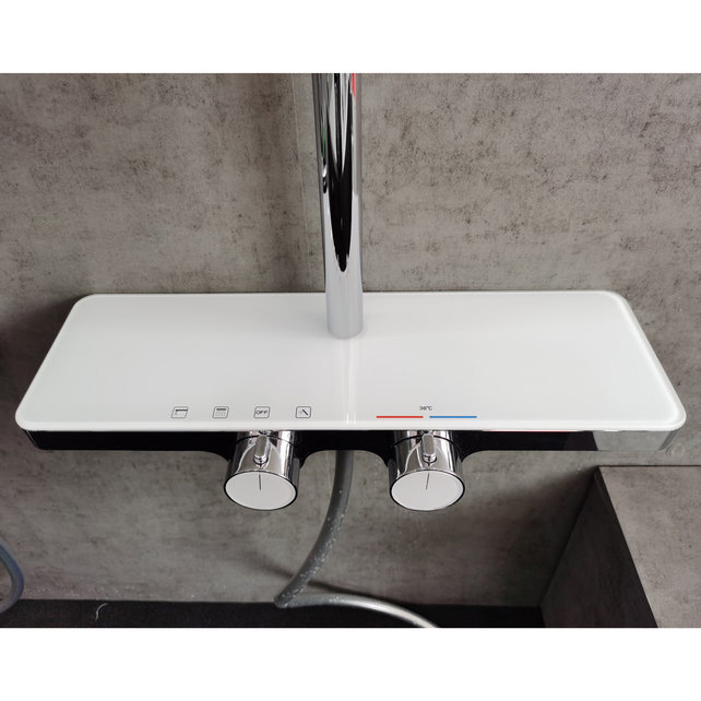 Regendouche set Motion Opbouw Chroom Thermostaatkraan Glijstang Hoofddouche en Handdouche Regendouche set Motion Opbouw Chroom Thermostaatkraan Glijstang Hoofddouche en Handdouche