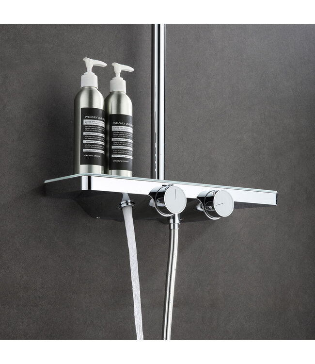 Regendouche set Motion Opbouw Chroom Thermostaatkraan Glijstang Hoofddouche en Handdouche