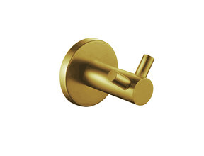 Handdoekhaak Dubbel Rondo Geborsteld Goud Messing