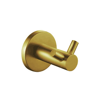 CREAVIT Handdoekhaak Dubbel Rondo Geborsteld Goud Messing