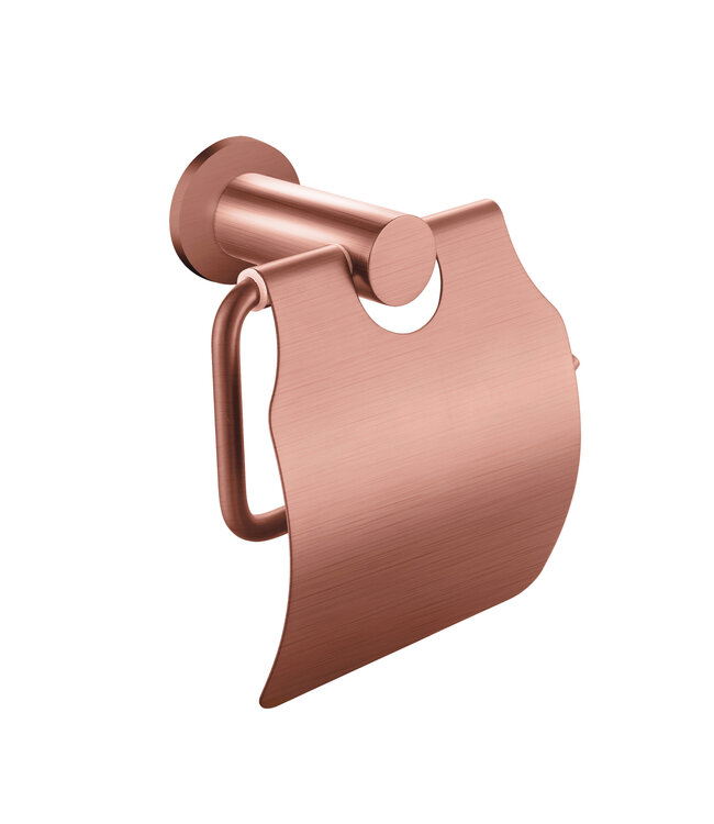 Toiletrolhouder Rondo Mat Zwart met klep messing