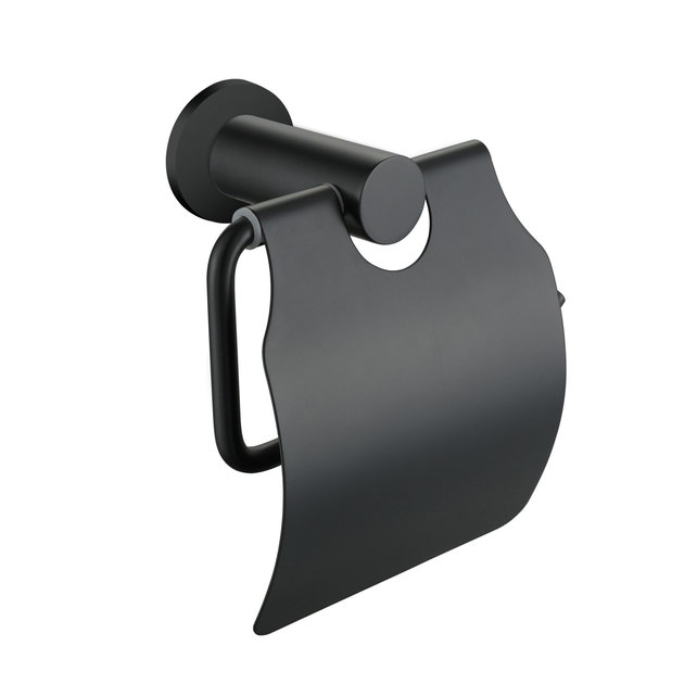 Toiletrolhouder Rondo Gunmetal met klep messing Toiletrolhouder Rondo Gunmetal met klep messing