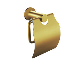 Toiletrolhouder Rondo Geborsteld goud met klep messing