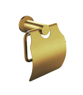 CREAVIT Toiletrolhouder Rondo Geborsteld goud met klep messing