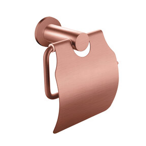 Toiletrolhouder Rondo Geborsteld koper met klep messing