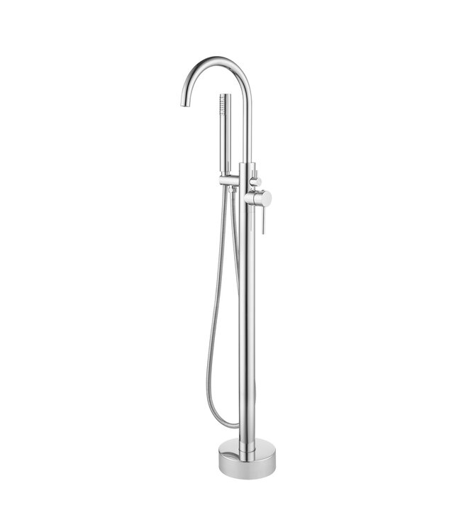 Vrijstaande Badkraan Troya Gunmetal Rond Thermostatisch met handdouche eenhendel bediening