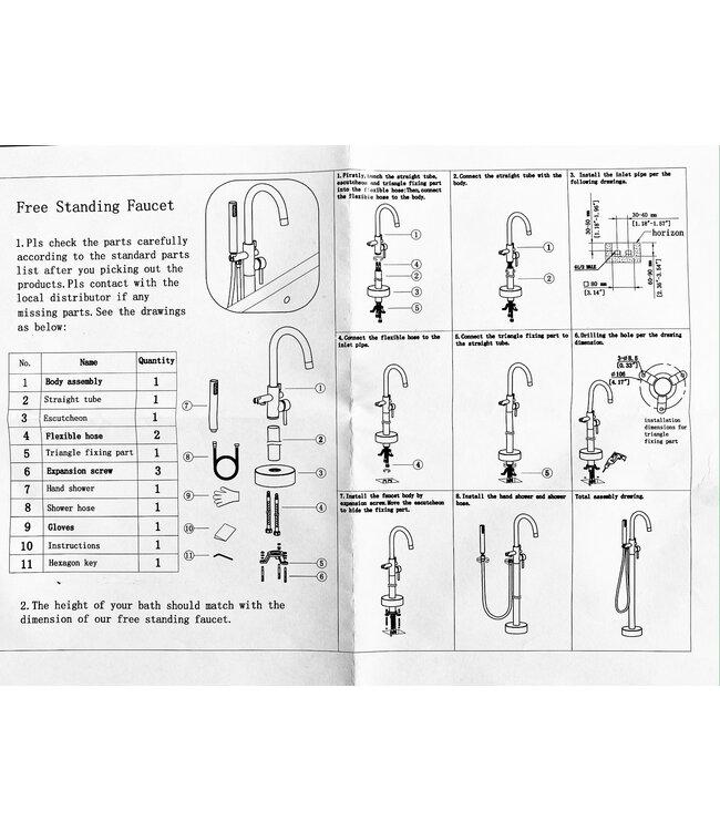 Vrijstaande Badkraan Troya Geborsteld Goud Rond Thermostatisch met handdouche eenhendel bediening