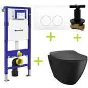 Geberit toiletset Zwart UP100 - Hangtoilet TP325 met bidet Zwart  mat bidet incl. soft close toiletbril Geberit toiletset Zwart UP100 - Hangtoilet TP325 met bidet Zwart  mat bidet incl. soft close toiletbril