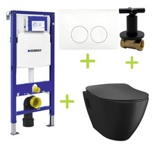 Geberit toiletset Zwart UP100 - Hangtoilet TP325 met bidet Zwart  mat bidet incl. soft close toiletbril