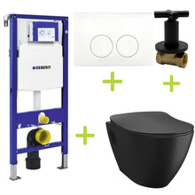 Geberit toiletset Zwart UP100 - Hangtoilet TP325 met bidet Zwart  mat bidet incl. soft close toiletbril